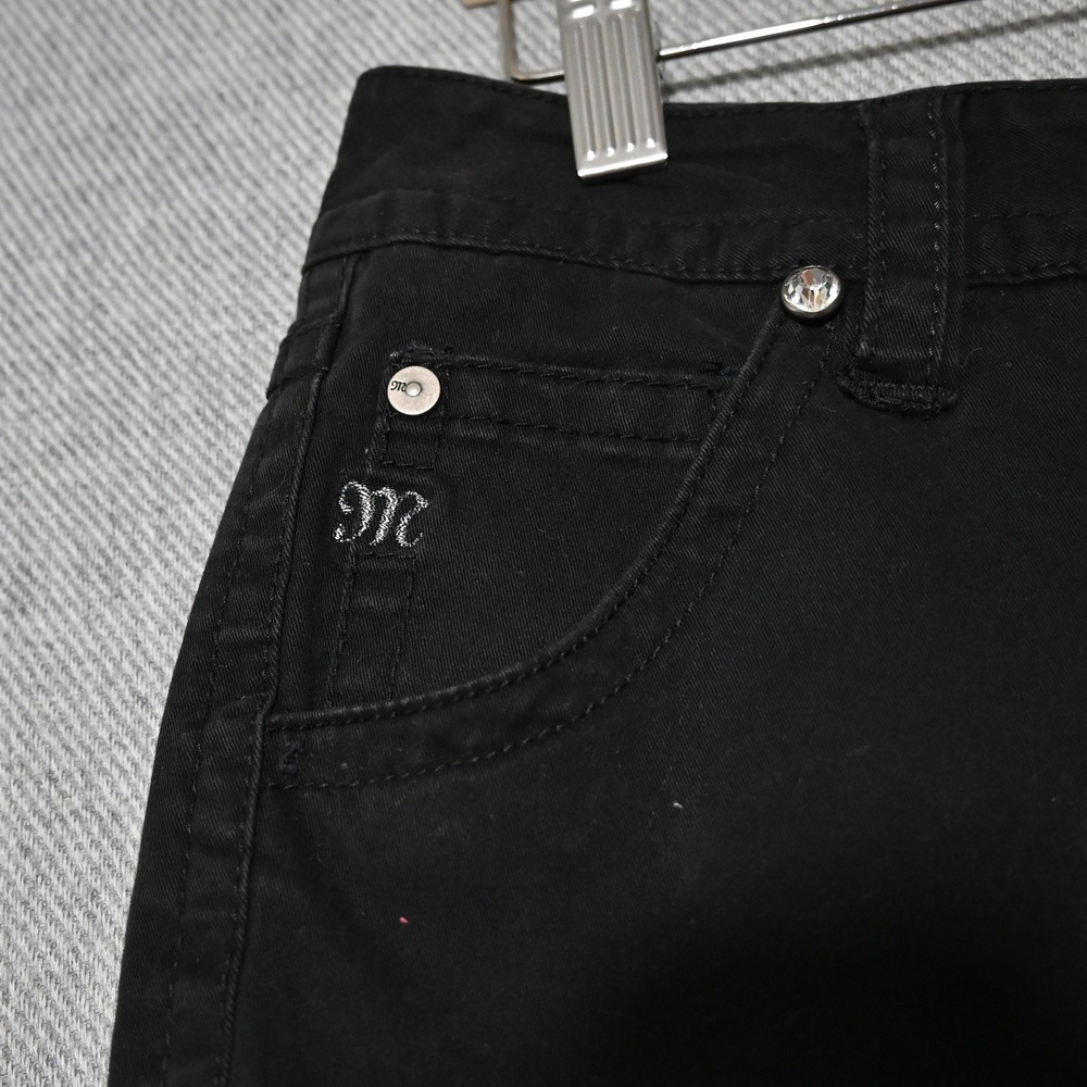 Miss Me Cargo Pants Womens 28 Rhinestone Embroidered Flare Leg Black Flaws - Picture 5 of 14